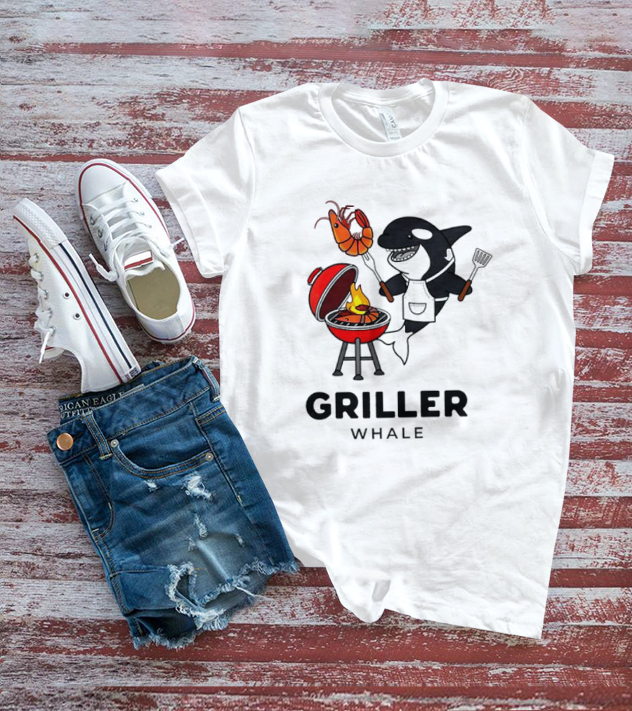 Griller Whale BBQ Cartoon Apron And Spatula With Lobster T-Shirt