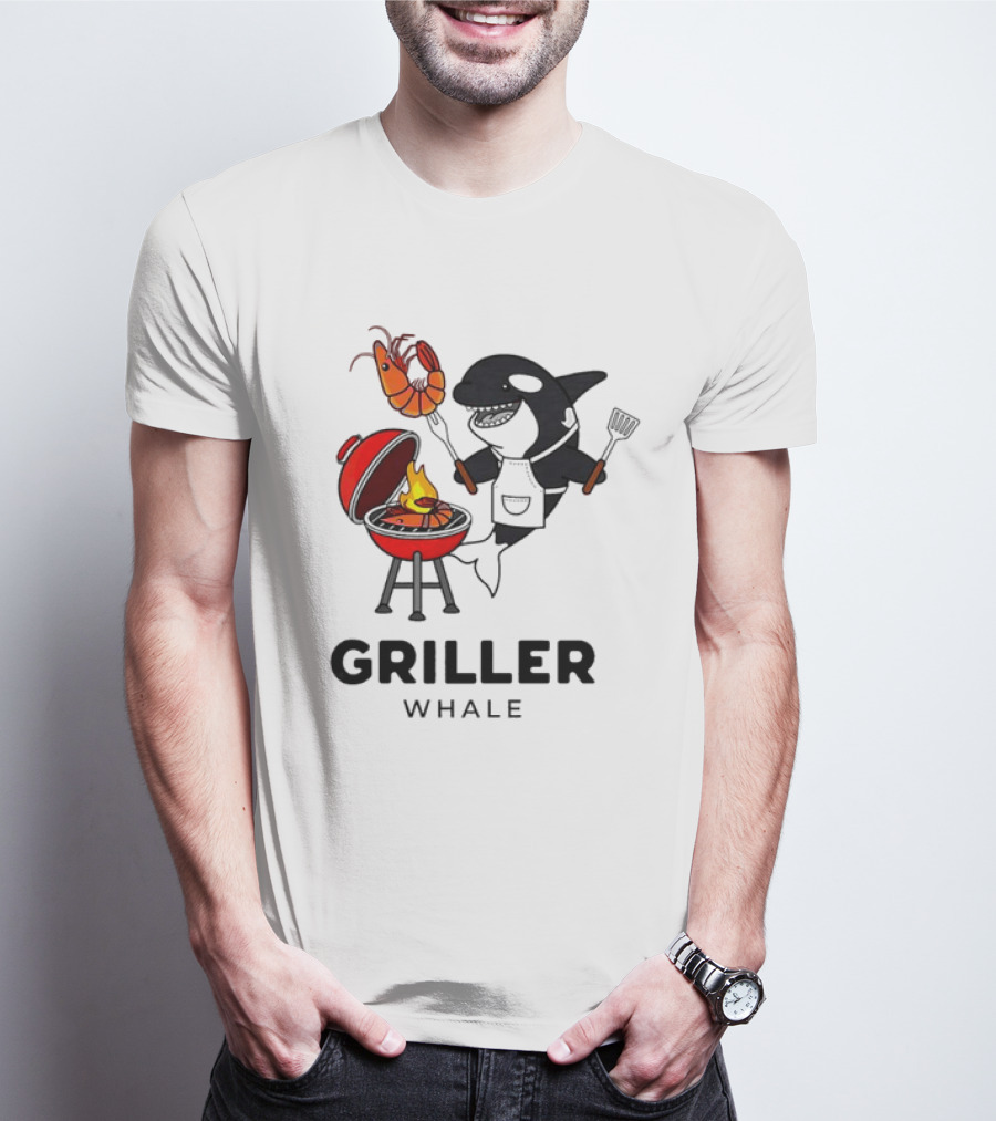 Griller Whale BBQ Cartoon Apron And Spatula With Lobster T-Shirt