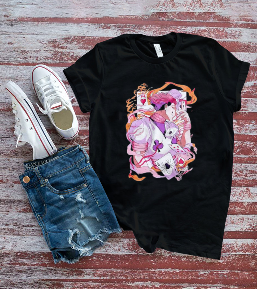 HISOKA Anime Manga Card Motif With Fiery Accents T-Shirt
