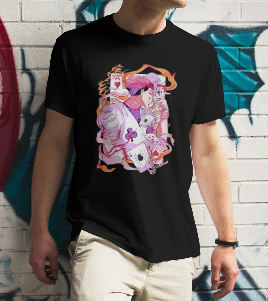 HISOKA Anime Manga Card Motif With Fiery Accents T-Shirt