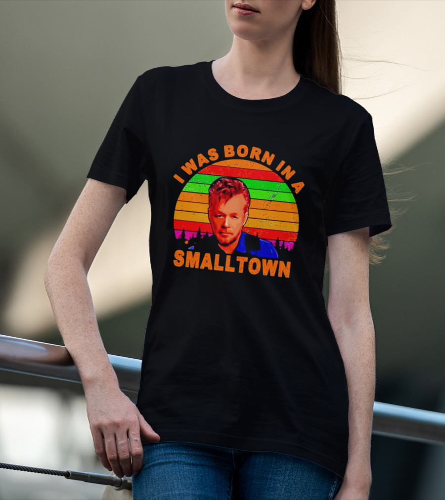 I Was Born In A Small Town Vintage John Mellencamp Retro Sunset T-Shirt