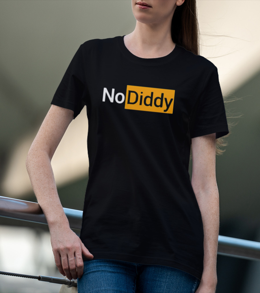 No Diddy Hub Funny P Diddy Parody No Diddy Text T-Shirt
