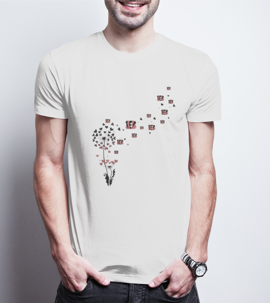 Cincinnati Bengals Dandelion Hearts Logo T-Shirt