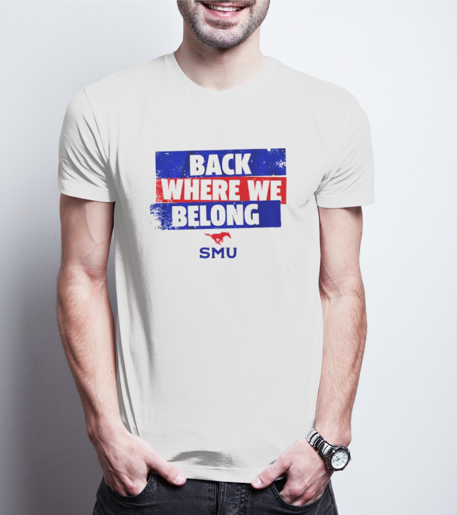 SMU Back Where We Belong Red Mustang T-Shirt