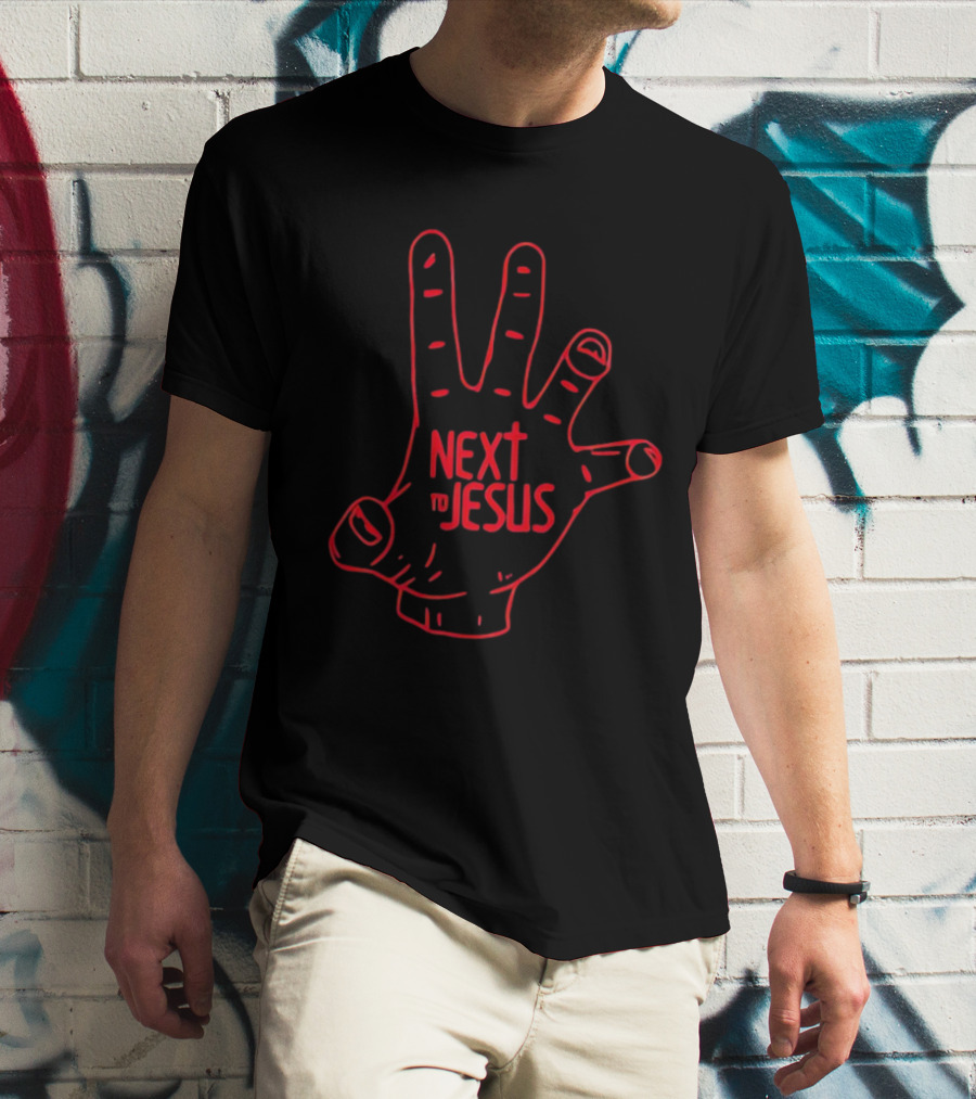 Next To Jesus Hand Red Line T-Shirt