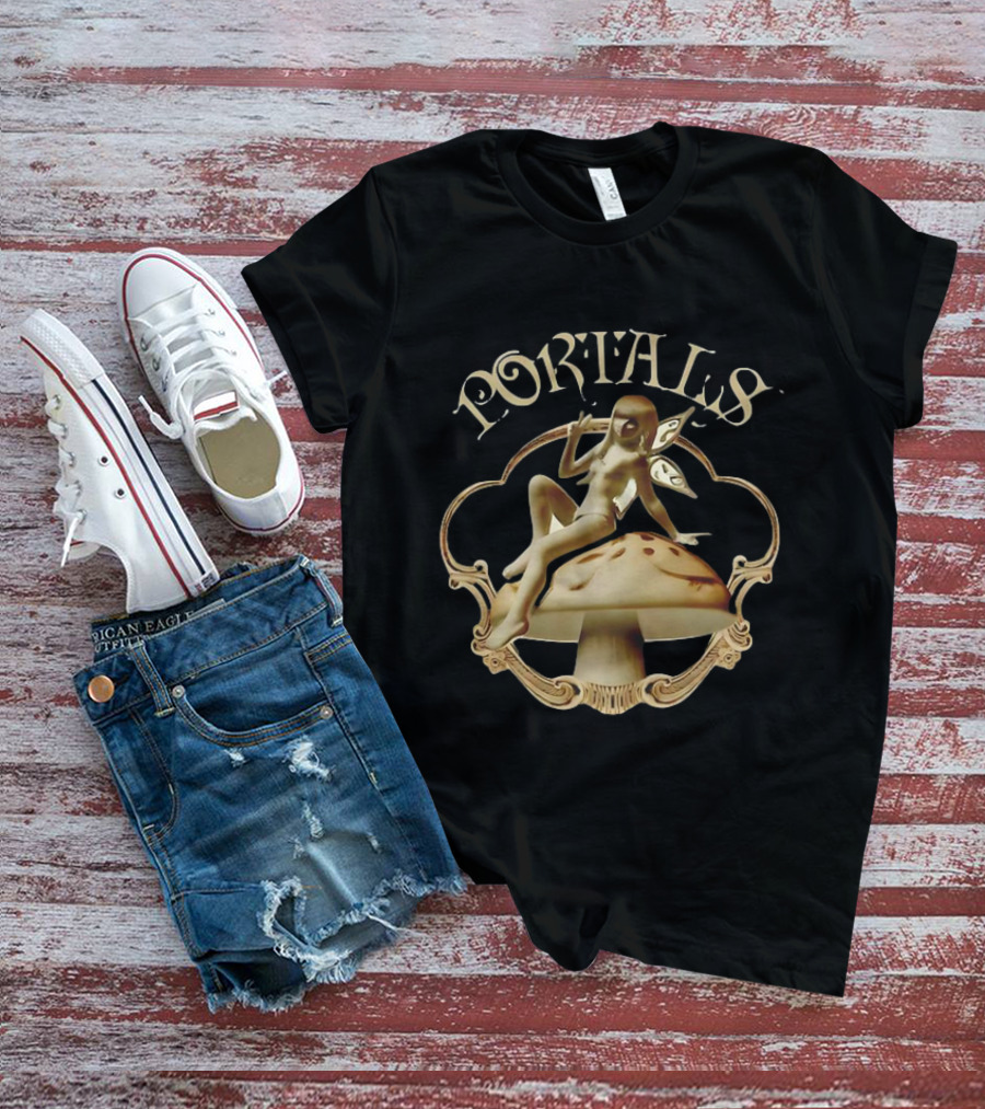 Portals Fairy Sitting On Mushroom With Wings T-Shirt