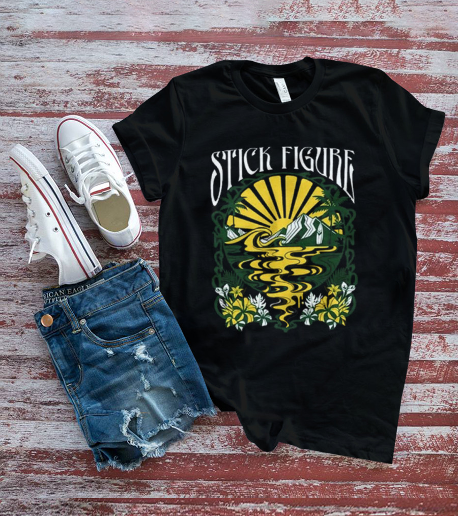 Stick Figure Sunburst Island Tropical T-Shirt