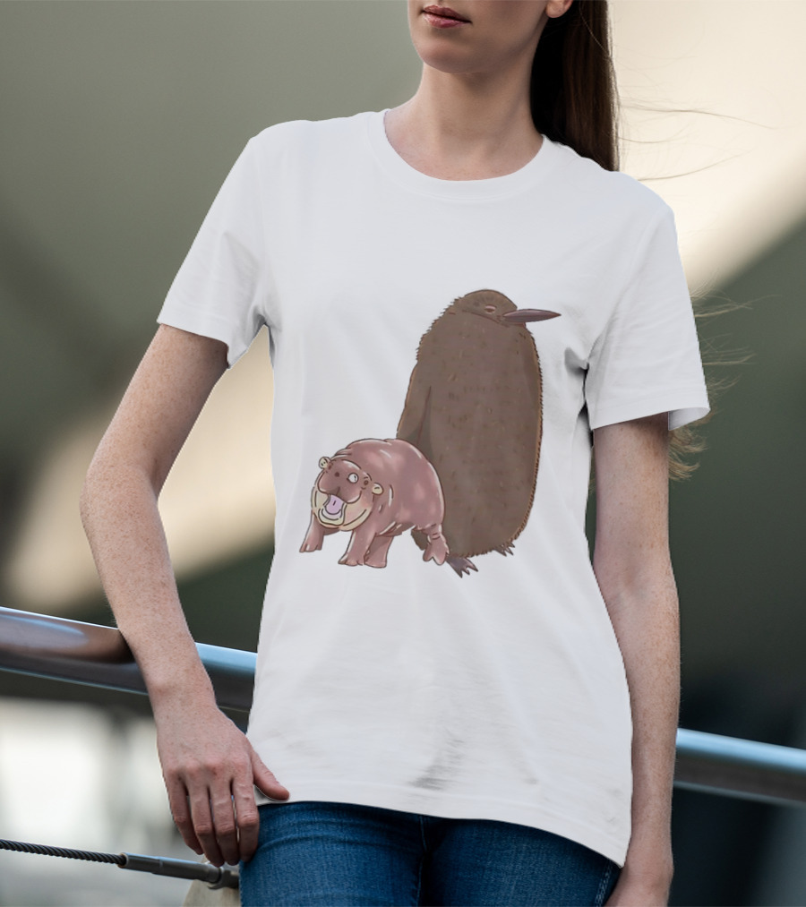 Best Friends Moo Deng Hippo And Pesto Penguin Playful Companions T-Shirt