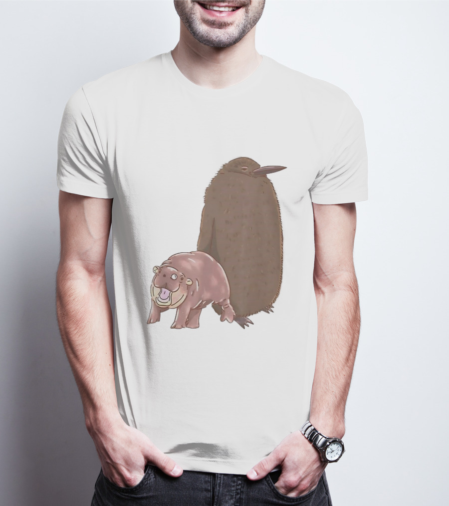 Best Friends Moo Deng Hippo And Pesto Penguin Playful Companions T-Shirt