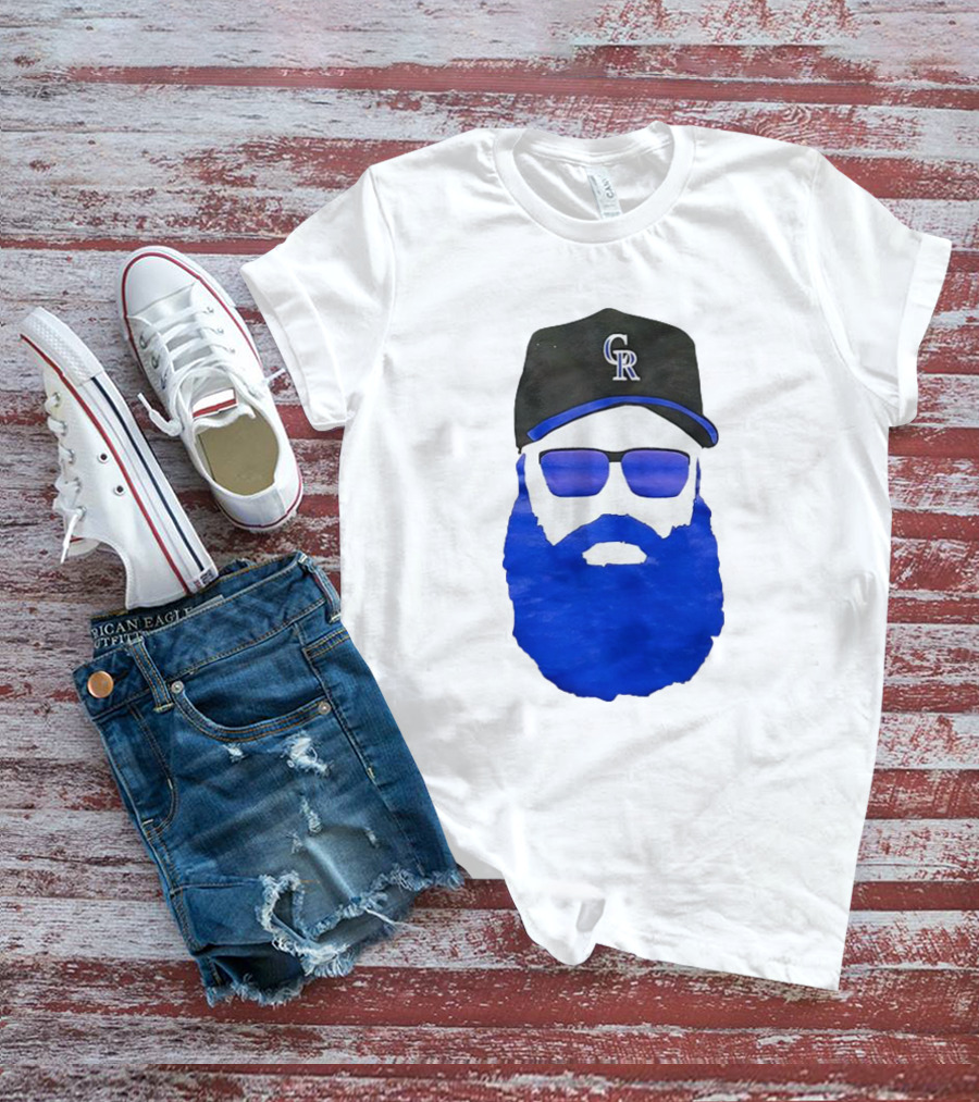 Charlie Blackmon Face Beard Sunglasses Colorado Rockies Baseball T-Shirt