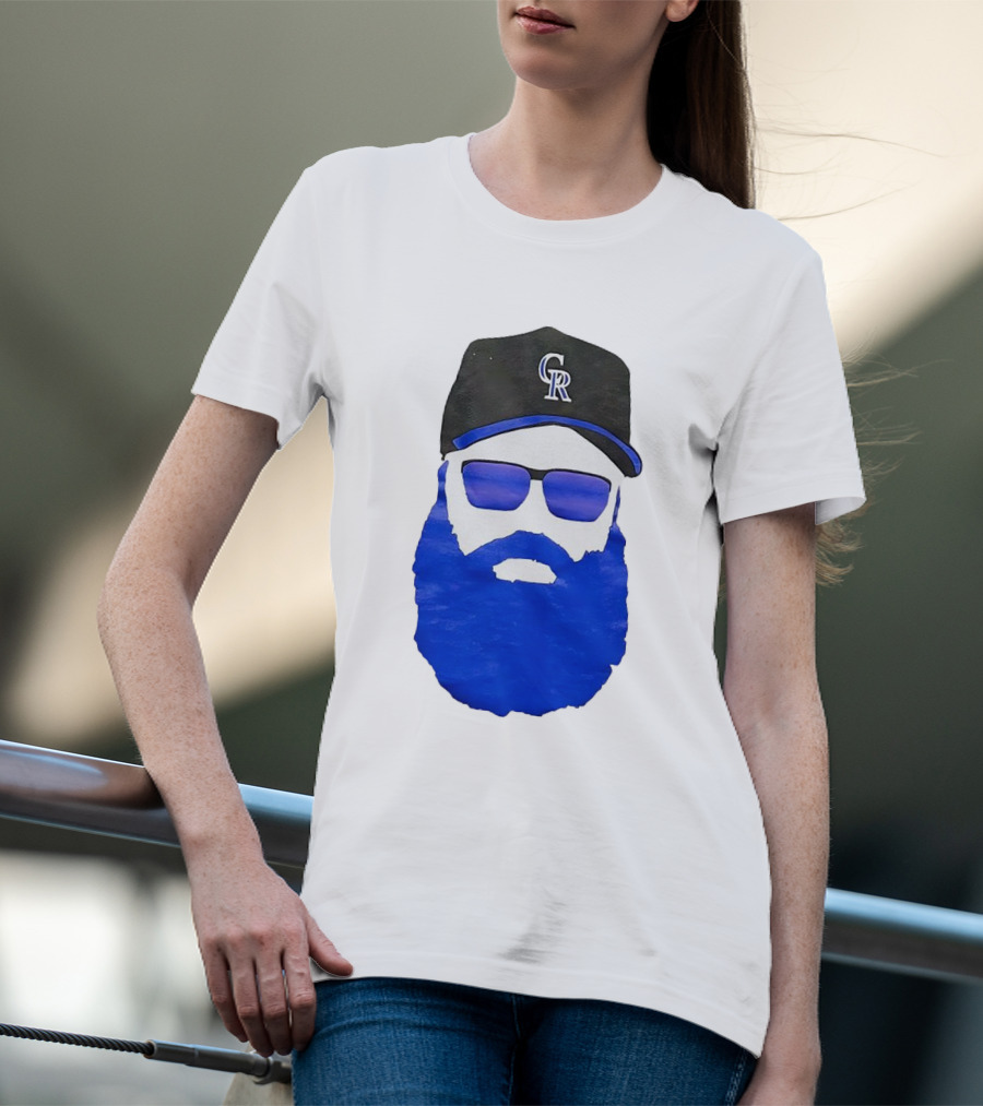 Charlie Blackmon Face Beard Sunglasses Colorado Rockies Baseball T-Shirt