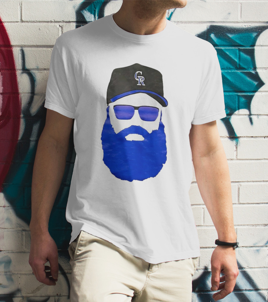 Charlie Blackmon Face Beard Sunglasses Colorado Rockies Baseball T-Shirt