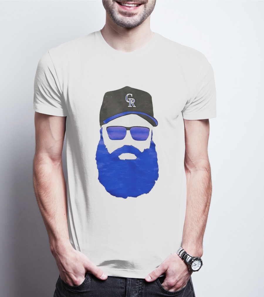 Charlie Blackmon Face Beard Sunglasses Colorado Rockies Baseball T-Shirt