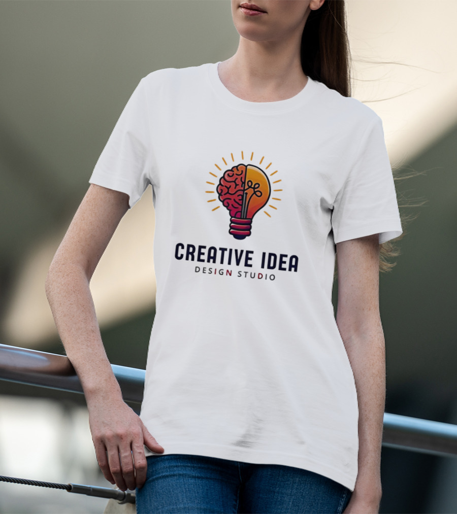 Creative Idea Brain And Lightbulb Design Studio Concept T-Shirt