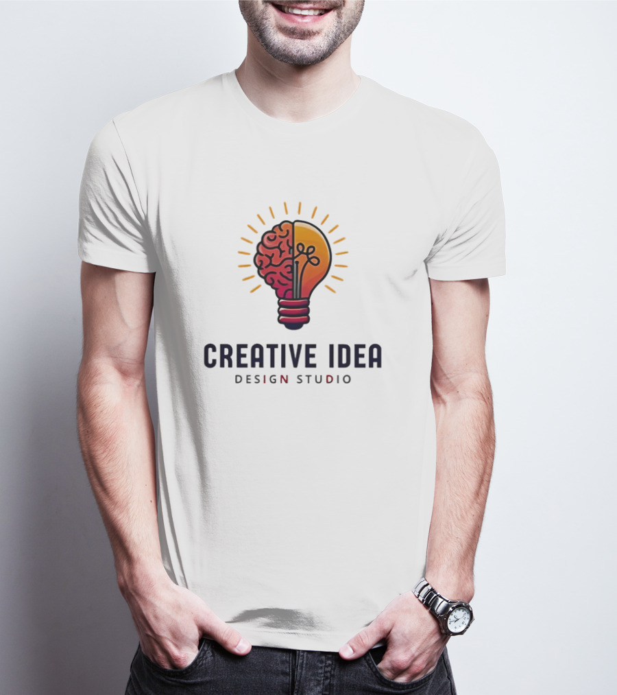 Creative Idea Brain And Lightbulb Design Studio Concept T-Shirt