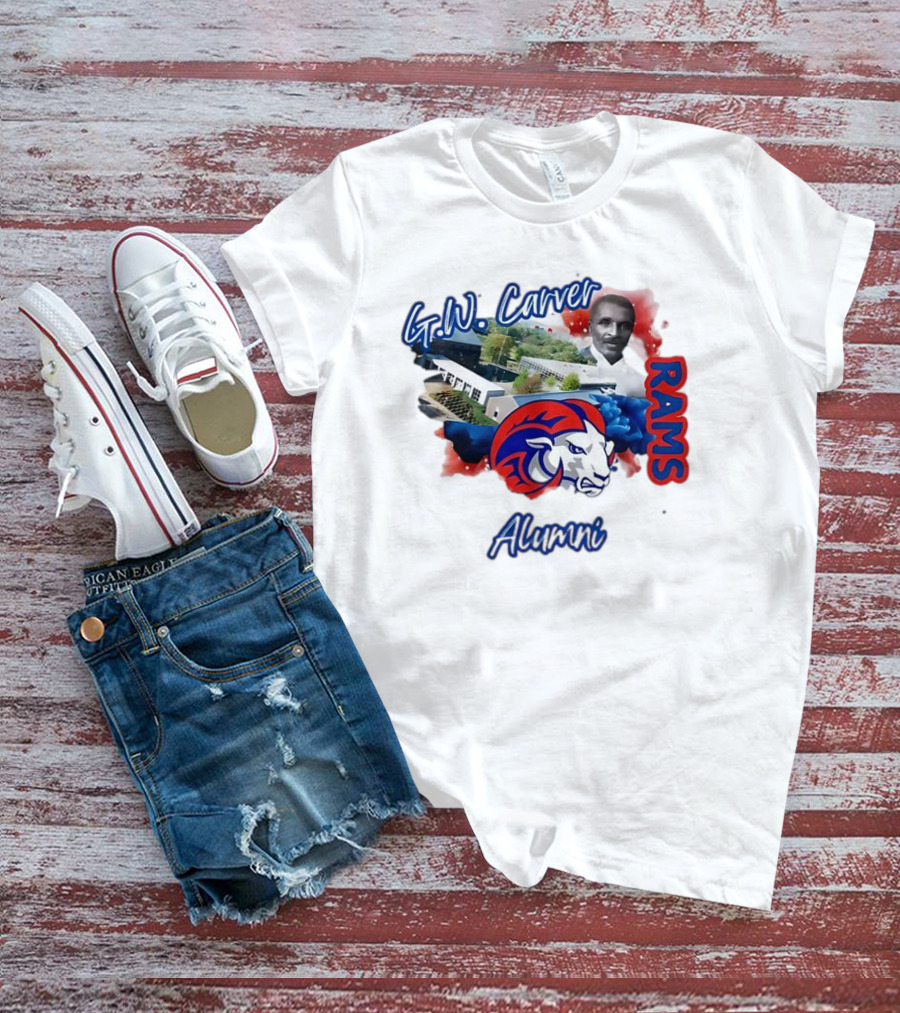 G.W. Carver RAMS Alumni With School Building And Historical Figure T-Shirt
