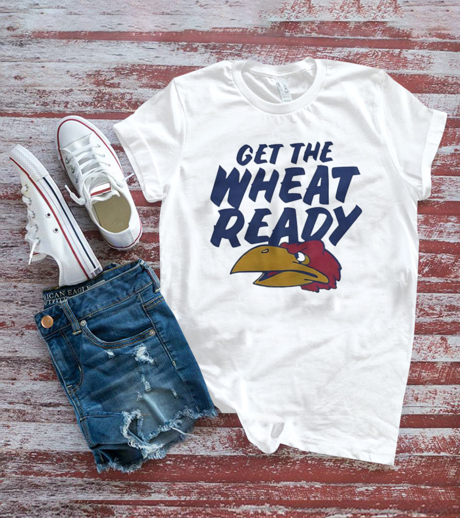 Kansas Jayhawks Get The Wheat Ready Motivational Phrase With Team Mascot T-Shirt
