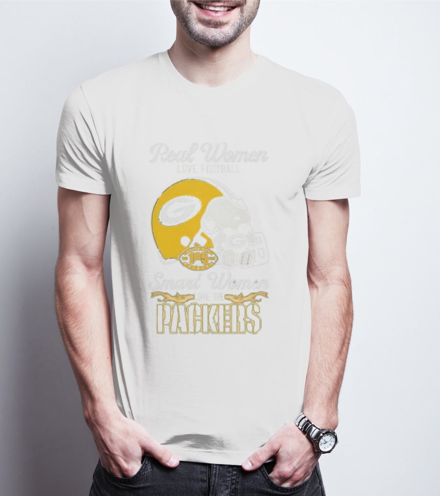 Real Women Love Football Smart Women Love The Packers X Snoopy Helmet Gold Football 105 T-Shirt