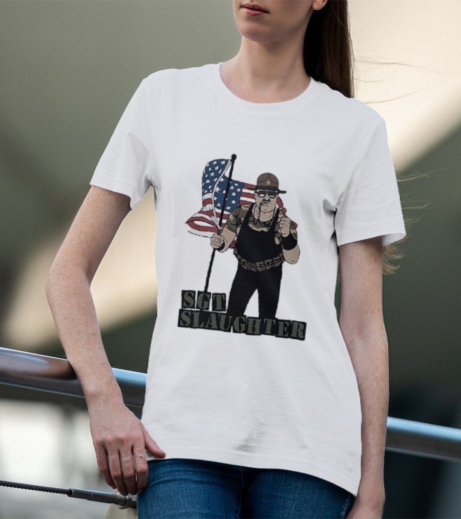 Sgt Slaughter American Flag Comic Style Patriotic T-Shirt