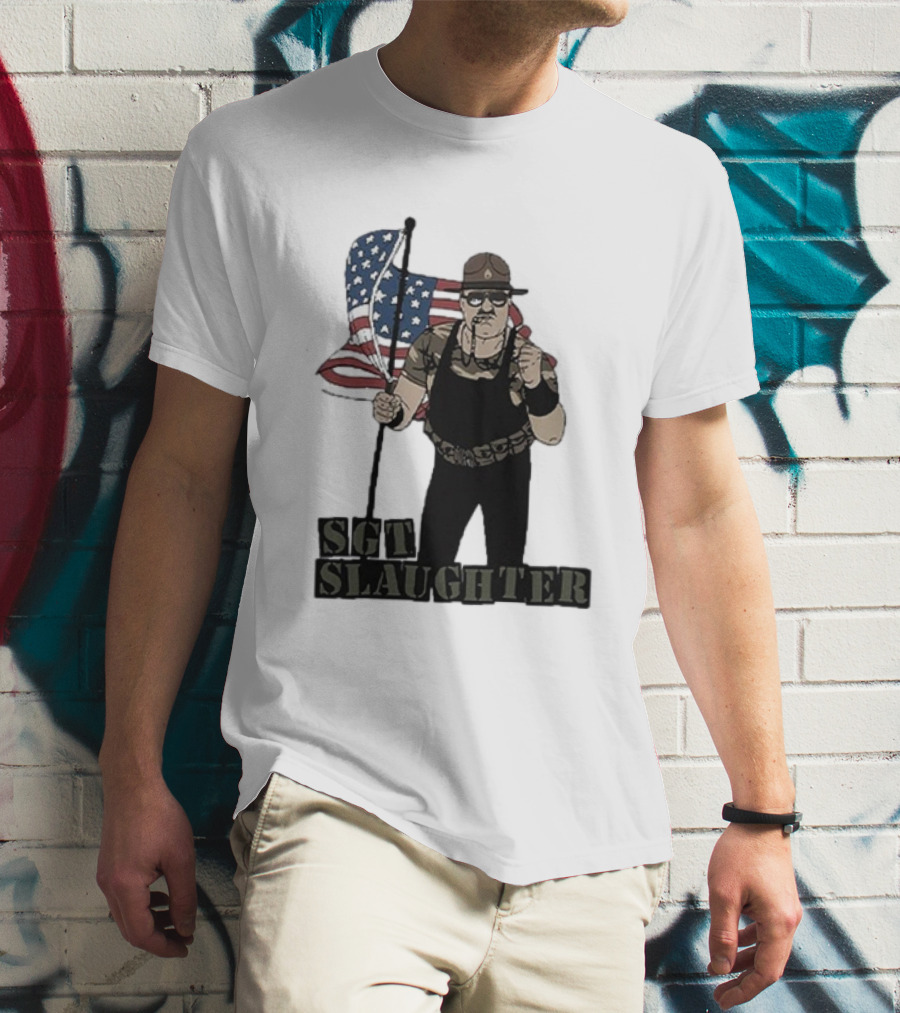 Sgt Slaughter American Flag Comic Style Patriotic T-Shirt