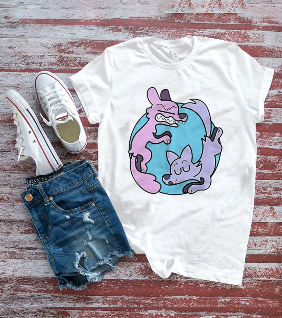 Ac Stuart Two Wolves Yin Yang Pastel T-Shirt