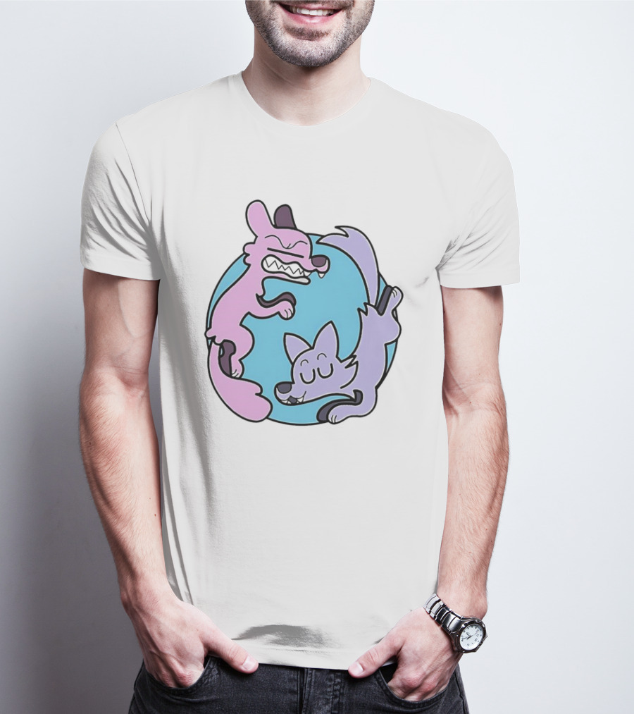 Ac Stuart Two Wolves Yin Yang Pastel T-Shirt