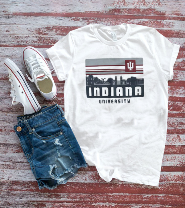 Indiana Hoosiers University Campus Skyline IU Logo Retro T-Shirt