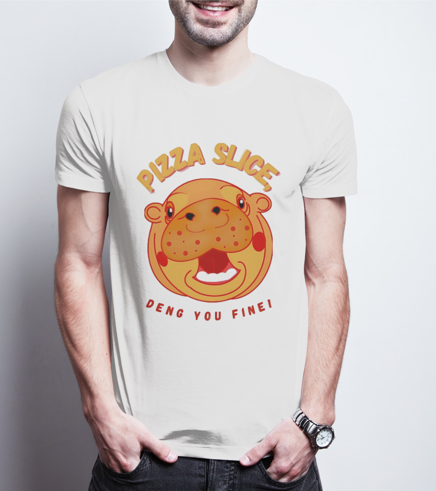 Pizza Slice Deng You Fine Cartoon Character T-Shirt