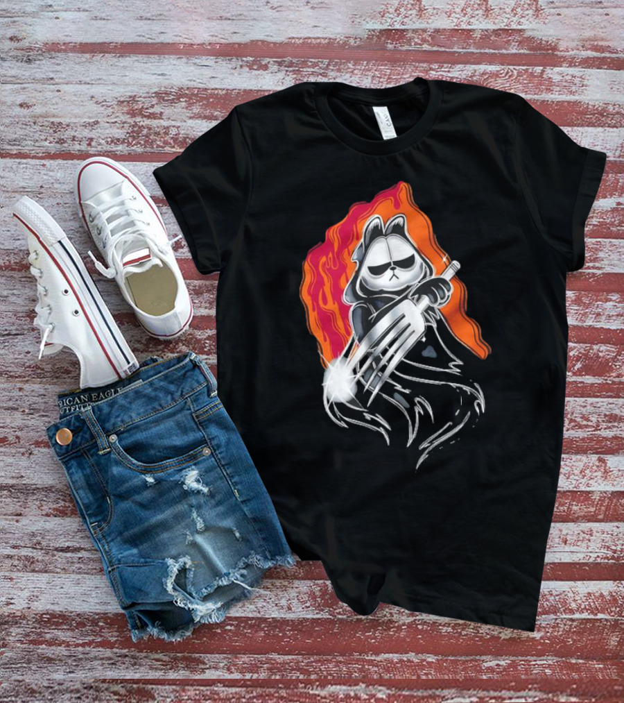 Ghostface Garfield The Lasagna Slasher Fiery Fork Phantom T-Shirt
