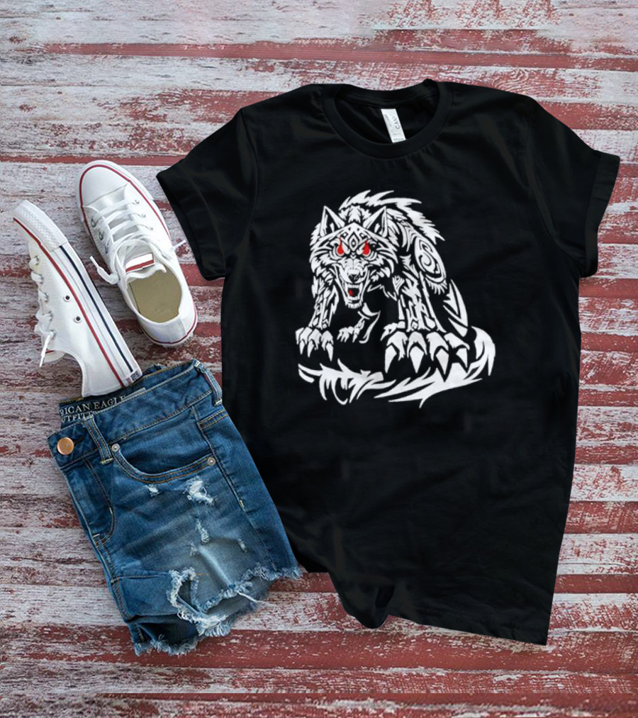 Jacob Fatu Wolf Classic Tribal Red Eyes T-Shirt