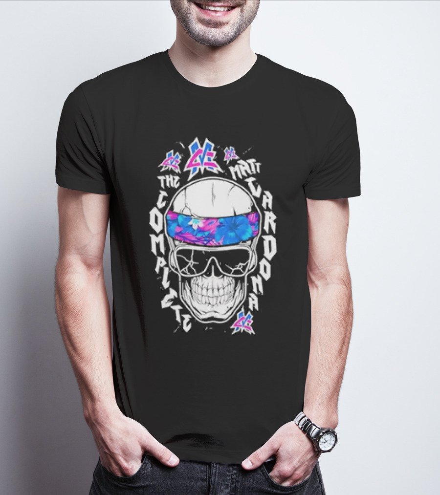 Skull Matt Cardona The Complete Hawaii Floral Bandana And Sunglasses T-Shirt