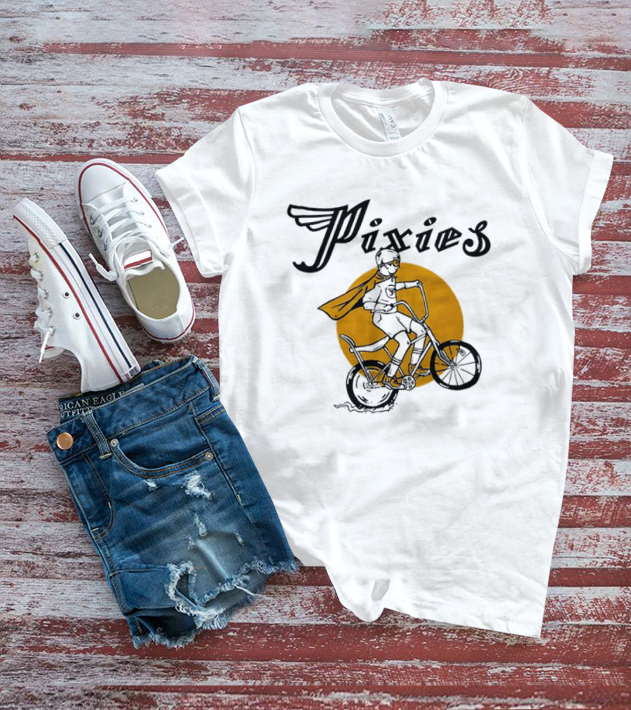Pixies Retro Biking Superhero With Cape T-Shirt