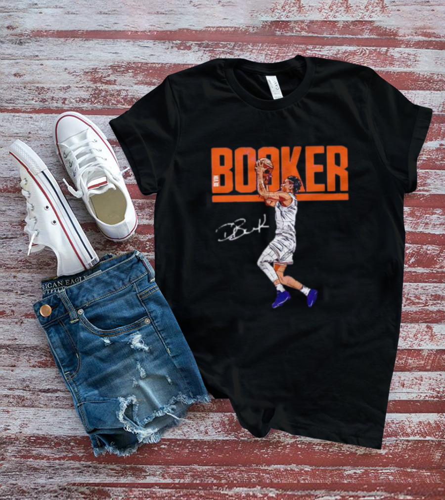 Booker Basketball Action With Signature T-Shirt
