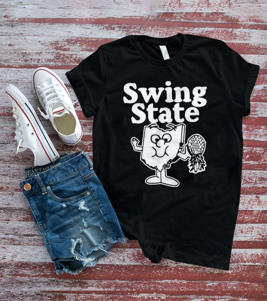 Ohio Swing State Cartoon Character With Bat And Ball T-Shirt