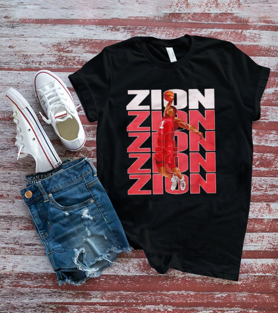 Zion Williamson Basketball Dunk Red Repeat T-Shirt