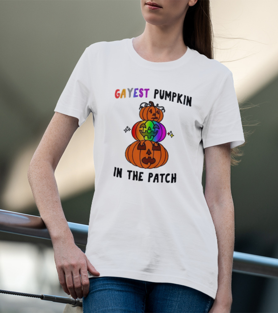 Gayest Pumpkin In The Patch Rainbow Jack-O'-Lanterns T-Shirt