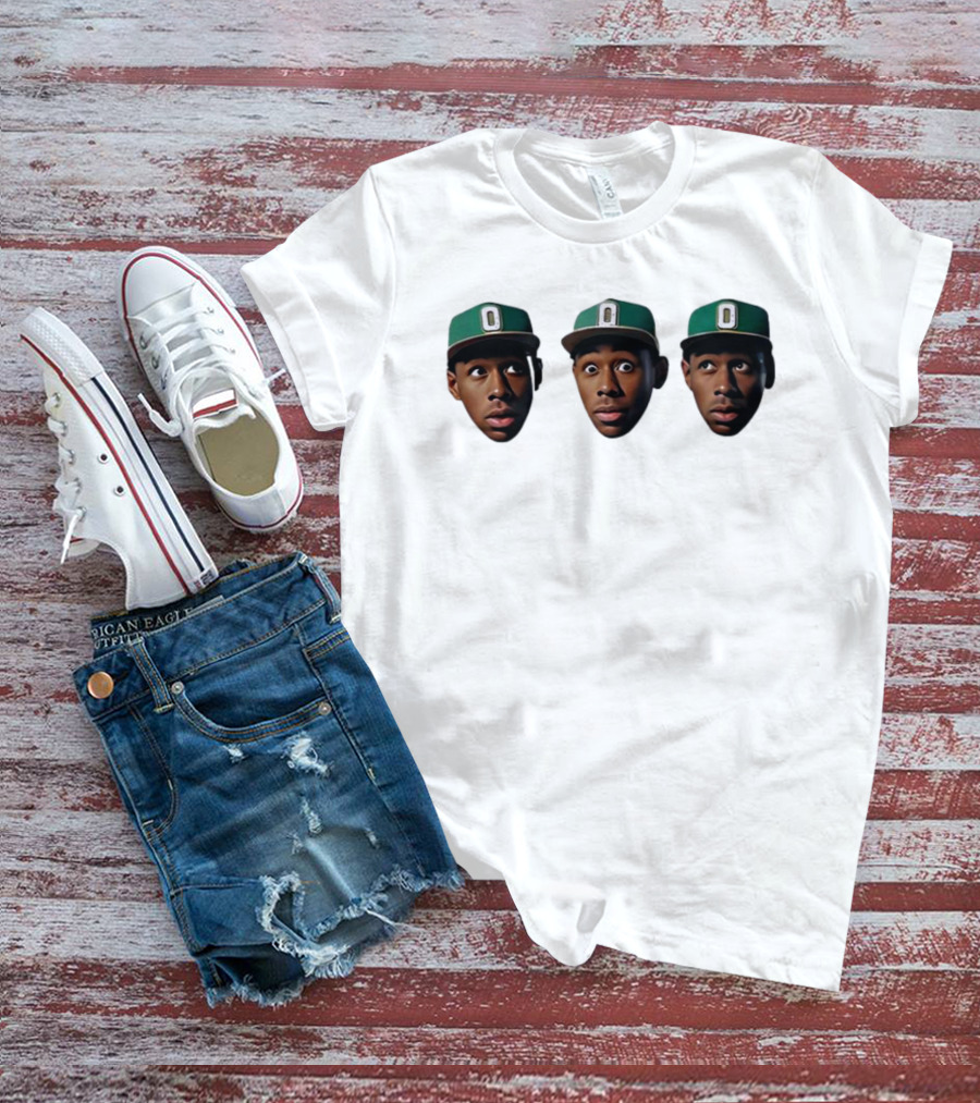 Mystic Tylers Three Faces Green Hat Iconic Expressions T-Shirt