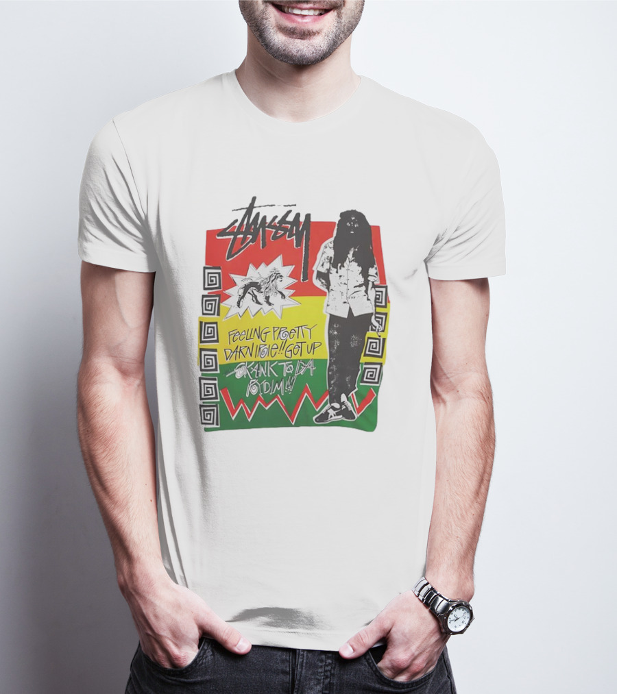 Stussy Bob Marley Feeling Pretty Darn Irie Get Up Skank To Da Riddim T-Shirt