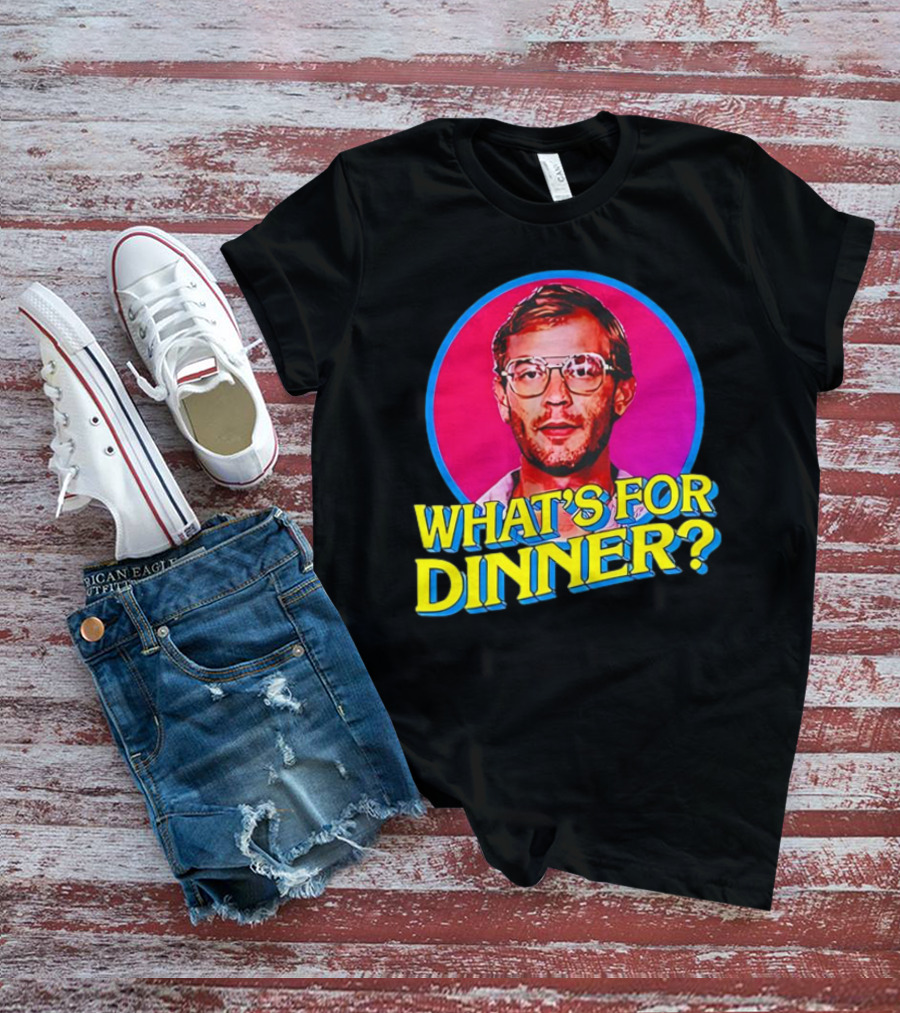 Jeffrey Dahmer What's For Dinner Retro Style Vintage Glasses Circle T-Shirt