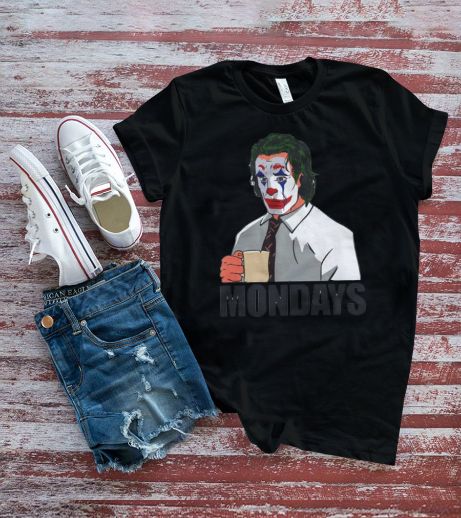 Joker Clown Drinking Coffee Mondays Mood T-Shirt