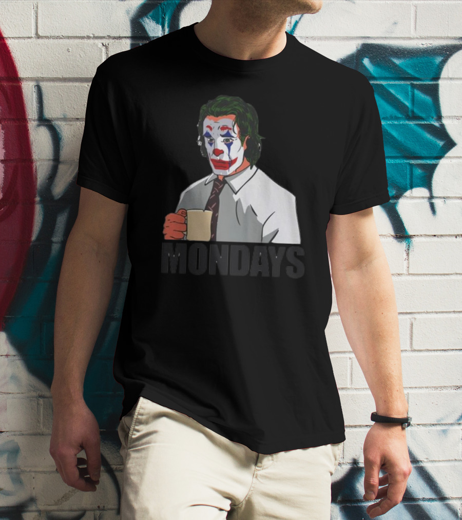 Joker Clown Drinking Coffee Mondays Mood T-Shirt