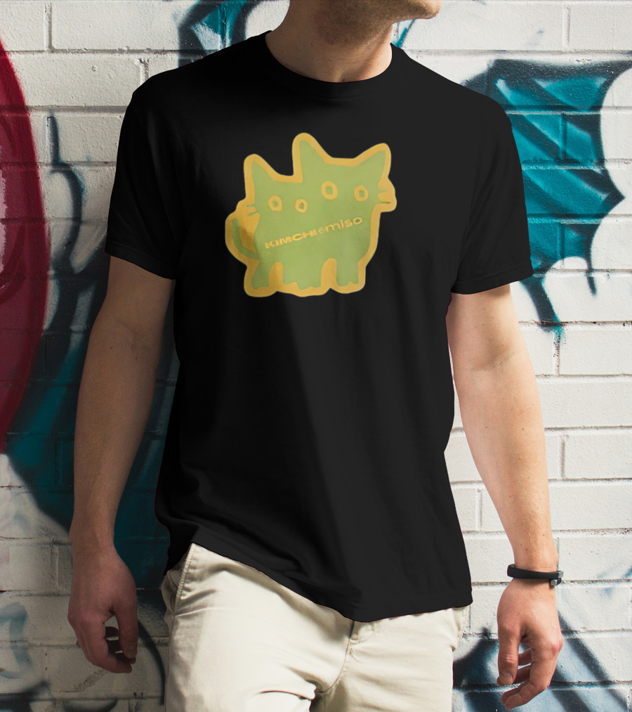 Kimchi And Miso Collection Twins Chenille Neon Cat Patch T-Shirt