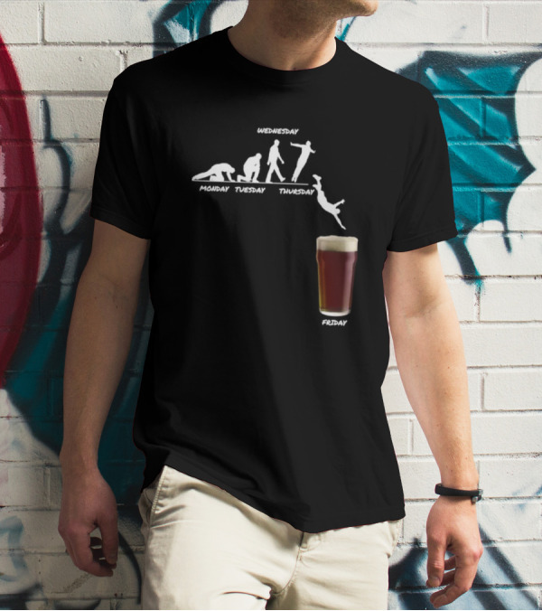 Monday Tuesday Wednesday Thursday Friday Evolution Meme T-Shirt