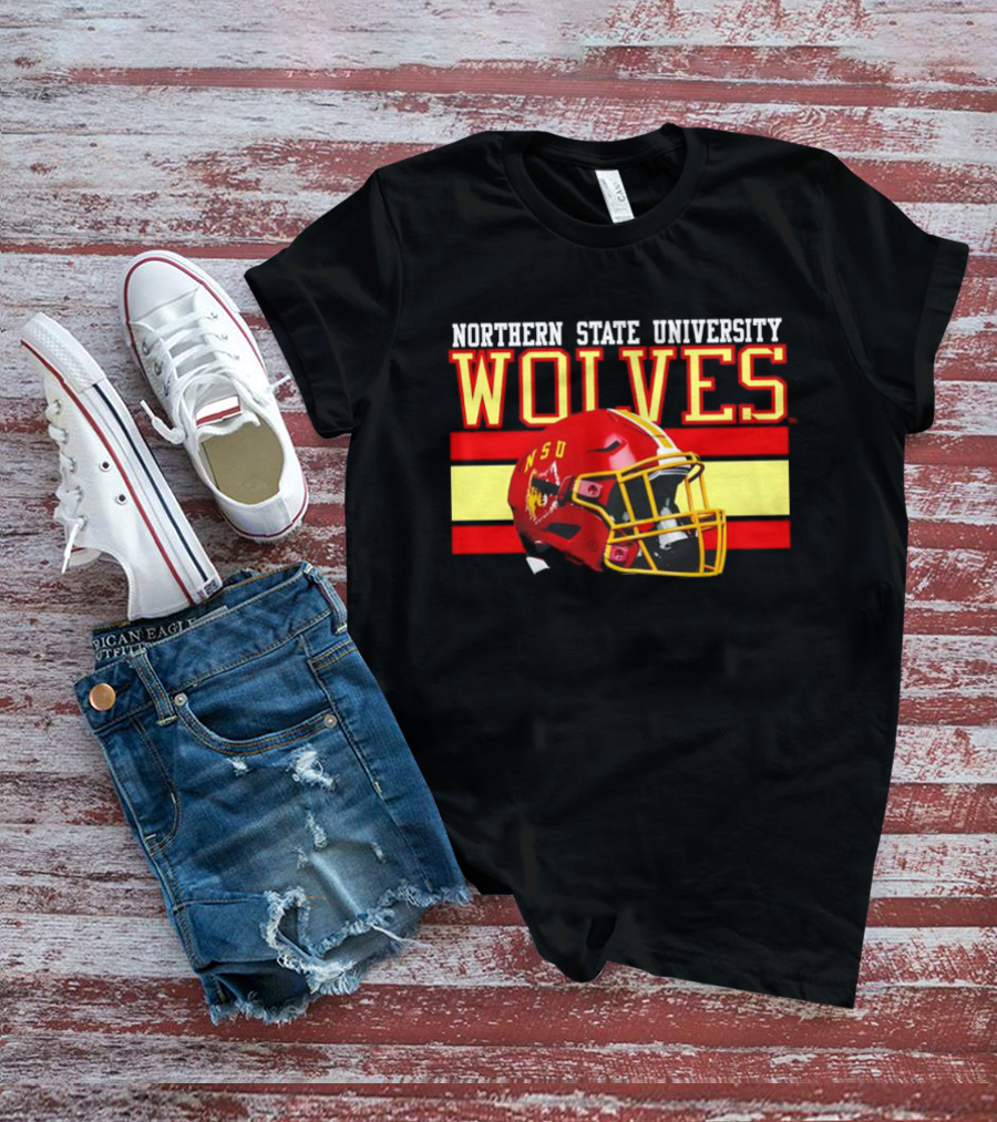 Northern State University Wolves NSU Football Helmet T-Shirt