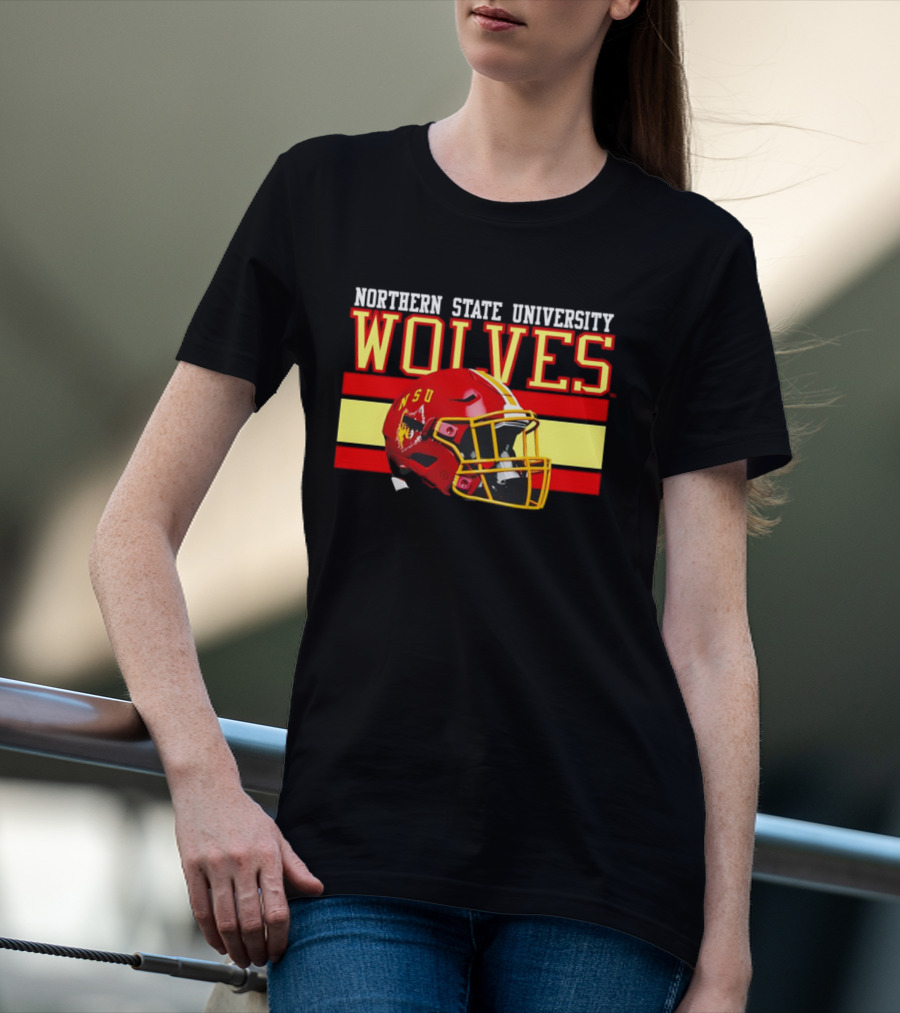 Northern State University Wolves NSU Football Helmet T-Shirt