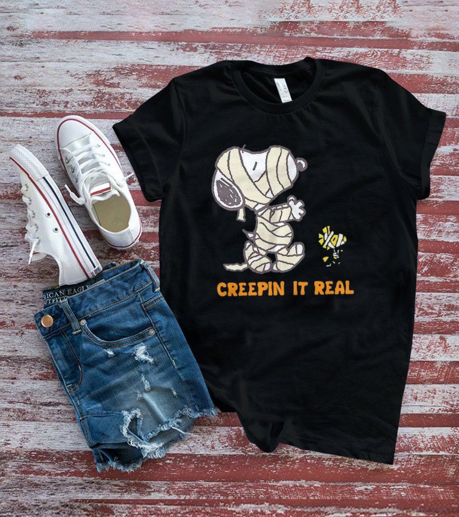 Peanuts Snoopy And Woodstock Mummy Creepin’ It Real T-Shirt