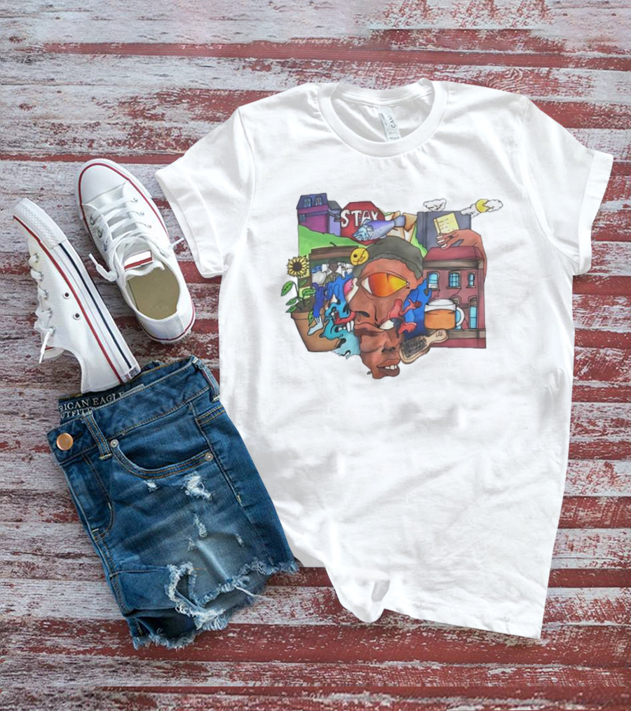 Stay Positive Bloom Thru The Pain With Urban Cityscape And Nature T-Shirt