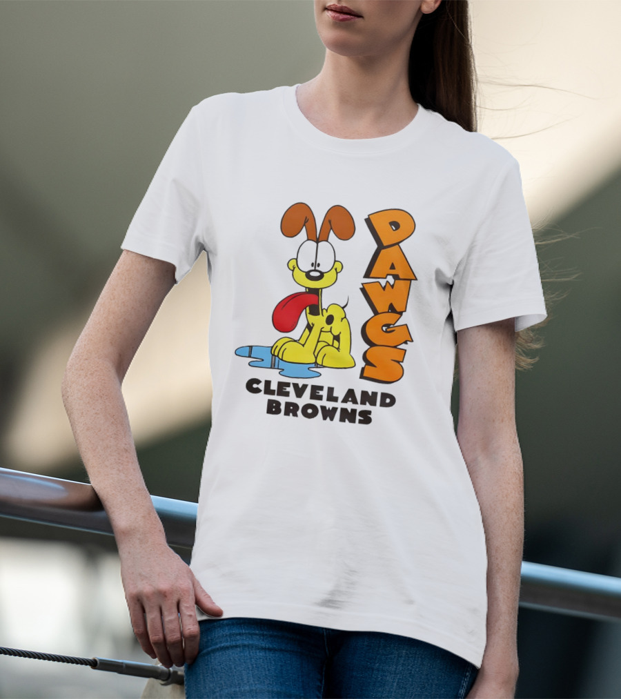 Dawgs Cleveland Browns Odie Garfield Cartoon T-Shirt
