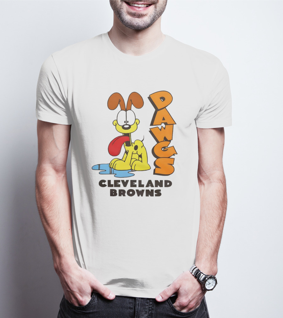 Dawgs Cleveland Browns Odie Garfield Cartoon T-Shirt