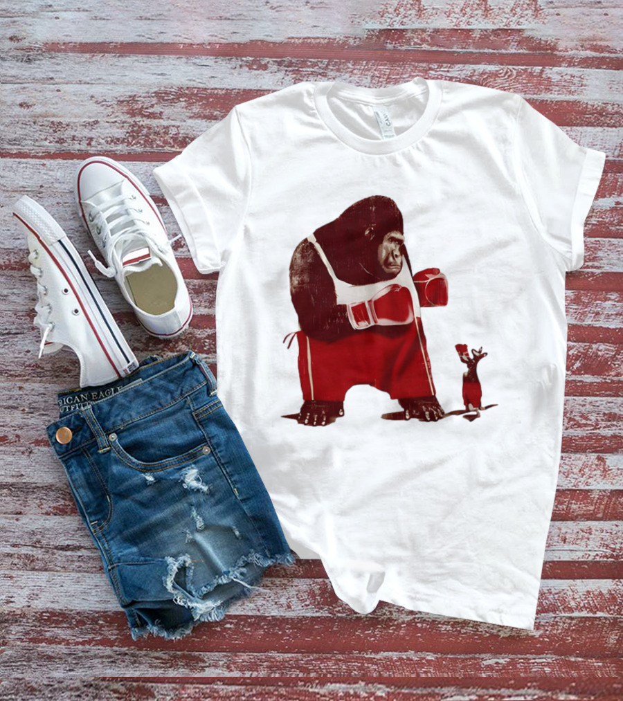 Gorilla Boxing Kangaroo Showdown In Red Boxing Gear T-Shirt